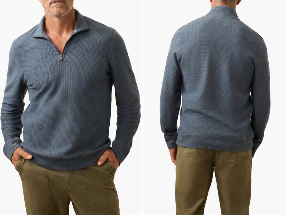 Faherty Textured Knit Quarter Zip M
